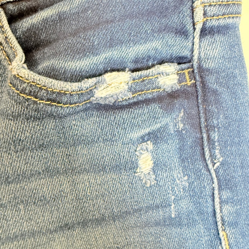 Womens Denim Jeans High Rise Cropped Bootcut Distressed Medium Wash Size 28 - Picture 7 of 11
